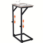 5-Level Adjustable C-Shaped End Table, Small Side Table for Couch, Sofa TV Tray Table for Living Room, Bedroom, Bedside ET-ZA-GYW1 - color: Greige