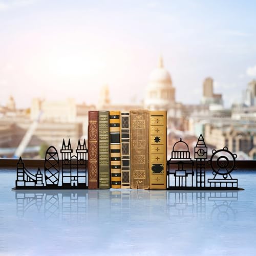 Metal City Skyline Modern Bookends, Tower of London,Big Ben Decoration, London Gifts and Souvenirs - color: London