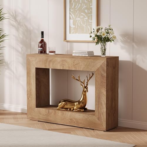 GarveeTech 47" Console Table for Entryway, Narrow Sofa Table Behind Couch, Wood Hallway Entry Table with Storage Shelf, Vintage Accent Table for Living Room, Foyer - color: Natural-47 Inches