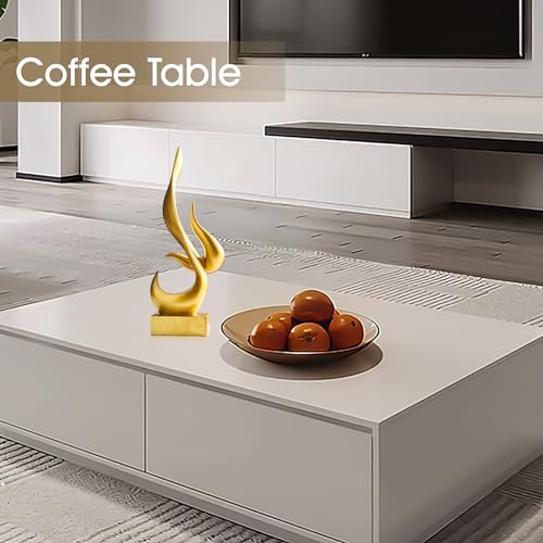 AWNR Abstract Sculpture Gold Decor: Flame Statue Resin Art Figurines Modern Home Decor for Living Room TV Stand Office Shelf Accents Minimalist Centerpiece Table Decorations - color: Golden Abstract Statue