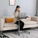 Furist Adjustable Overbed Bedside Table with Wheels Hospital Bed Table Portable Computer Stands Movable Desk Computer Table for Bed Laptop Stand for Couch - color: Oak Grey