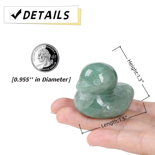 QINJIEJIE Green Aventurine Duck Decor Figurine Crystals Healing Stone Cute Animal Statue Lucky Ducks Gifts Desk Home Decor Energy Reiki Sculpture Stocking Stuffers for Women - color: Green Aventurine