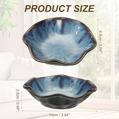 uxcell Candle Holder Plates, 4 Inch Ceramic Candle Tray Tealight Incense Holder Dish Candlestick for Tea Light Aromatherapy Wedding Rustic Vintage Home Decor, Lotus Leaf Dark Blue - color: Dark Blue