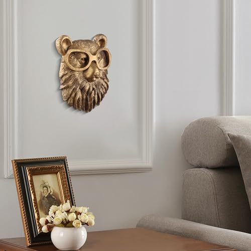 UITWMKTG Gold Animal Head Wall Decor Wall Sculpture Home Decor Statue for Living Room Office Bedroom Modern Decor for Men Women Bear - color: Bear