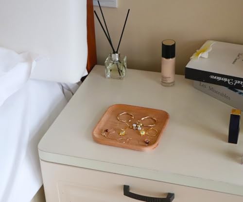 Small Square Wooden Tray – 5.9 Inch Decorative Tray for Coffee Table, Ottoman, Serving Food, Snacks, or as Cup Coaster – Snack Tray, Mini Serving Platter, Bathroom Countertop Organizer - color: 5.9"-suqare-1 Tray