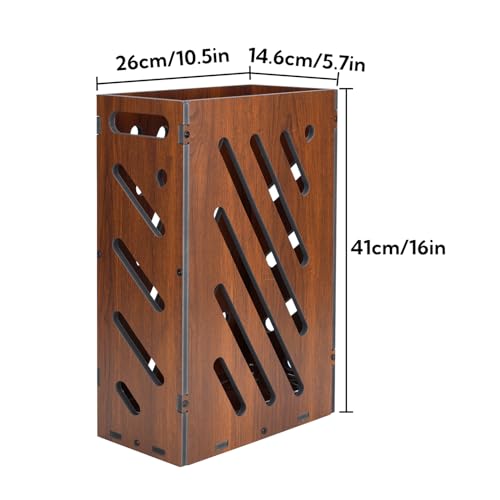 Brown Umbrella Stand for Entryway, Umbrella Holder with Removable Water Tray, PVC Umbrella Storage Bin Indoor Outdoor, Freestanding Storage Organizer for Home, Office, Hotel