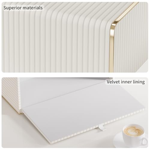 Tissue Box Cover,White Rectangle Leather Tissue Box Holder with Gold-Tone Edging Decoration,Decorative Tissue Cover for Bathroom Toilet Bedroom Living Room Table Desk Office (White, Rectangle) - color: Cream White, size: Rectangle Standard