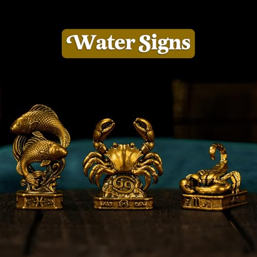 Pisces – Pisces Fish Zodiac Brass Sculpture Set – Handmade Solid Retro Collectible, Beautiful Astrology Decor for Home, Desk & Office - style: Pisces