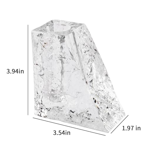 Crystal Flower Vase with Glacial Texture, Clear, Handcrafted Centerpiece for Wedding, Home Decor, Table Display - color: M-cv266a