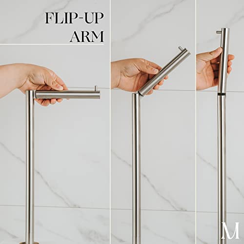 Marmolux Acc - Free Standing Toilet Paper Holder Stand Brushed Steel Finish 1pc - Storage for 4 Rolls of Toilet Tissue SUS 304 Stainless Steel Bathroom - Toilet Holder - color: Steel Brushed