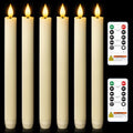 Homemory 6 Pcs Wax Flameless Taper Candles with Remote Timer and Dimmer, LED Candle Sticks with Flickering Light, Ivory Battery Operated Window Candles, 9.6 Inches for Wedding Home Indoor Decoration - style: Modern - Ivory 9.6"