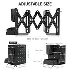 2 PCS Adjustable Bookends,19" Metal Book Ends for Heavy Books with Removable Pen Holder, Tray, and 4 Hook-up, Book Shelf Holder for Office, School, Bookstore, cookbooks