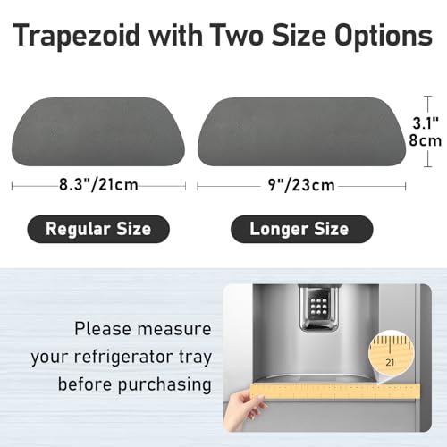 LOPNUR Refrigerator Drip Tray Catcher 2 Pack - 8.3"x3.1" Cuttable Refrigerator Mats Hide Stains, Fridge Ice Water Dispenser Absorbent Mat for Samsung Whirlpool GE, Fridge Drip Pad (Trapezoid, Grey) - color: Grey, size: Trapezoid - 8.3"x3.1"