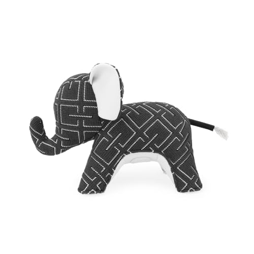 Zuny Artist Edition Elephant Abby Bookend - Kvadrat Grid Gray White, Handmade Leather Single Book End, Checkered Grid Textile Designer Collaboration Home Decor for Bookshelf Desk, 11 x 4.3 x 7.4 - color: Elephant Abby K-grid