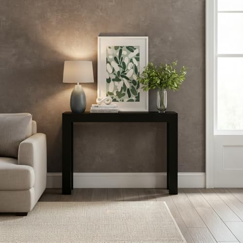 Plank+Beam Modern 46 Inch Console Table, Solid Pine Wood Entryway Table, Narrow Sofa Table for Hallway or Living Room, Black - color: Black, size: 46 Inch