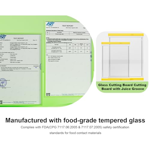 Tempered Glass Cutting Board Set for Kitchen Counter - Dishwasher Safe with Juice Grooves, Non-Slip Silicone Edges & Beveled Grip - 16"x12" & 12"x8" Serving Tray (Yellow) - color: Yellow