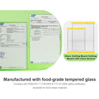 Tempered Glass Cutting Board Set for Kitchen Counter - Dishwasher Safe with Juice Grooves, Non-Slip Silicone Edges & Beveled Grip - 16"x12" & 12"x8" Serving Tray (Yellow) - color: Yellow
