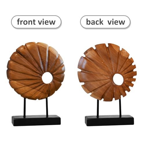 Teak Sculpture Home Décor for Shelf Sculpture with Base Decoration for Living Room, Bedroom, Office 13.8"X9.8"X3.5"
