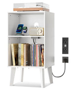 WLIVE Modern Nightstand with Storage, Small Space Bedside Table, End Table for Bedroom & Living Room, Mid Century Night Stand with Open Shelf & Sturdy Wood Legs, White - color: White