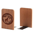 Giraffe Gifts, Giraffe Bookends - Heavy Duty Iron & Ebony Wood Book Ends for Shelves Bookcase Desk - 1 Pair, 4.72x6.69 Inches - Eating Leaves - color: Eating