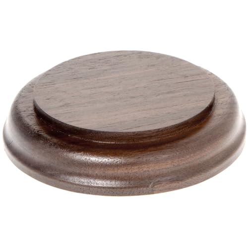 Plymor Solid Walnut Round Wood Display Base with Ogee Edge, 3.75" W x 3.75" D x 0.75" H - size: 3.75" x 3.75" x 0.75"