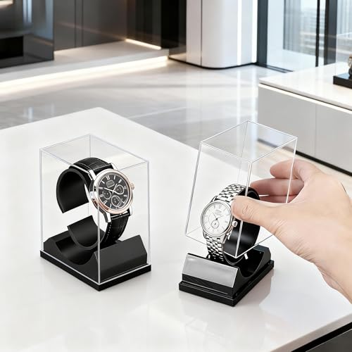 Watch Display Stand with Box 4PCS C Shape Single Watch Bracelet Display Rack Wrist Watch Display Holder Riser Fine Exhibition Store Trade Show for Jewelry Display Home Decor Retail Use