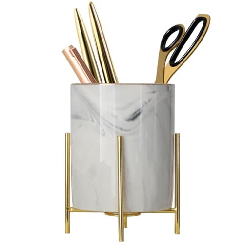 Pen Holder for Desk Cute &Home and Office Decor for Makeup Brush Holder Cup, Stationery Holder, School - color: Grey, size: H 4.6''