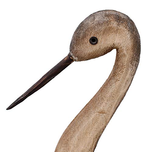 Rustic Wood Crane Nautical Decor - Tabletop & Coastal Beach Themed Decoration for Home Mediterranean Style - size: Large