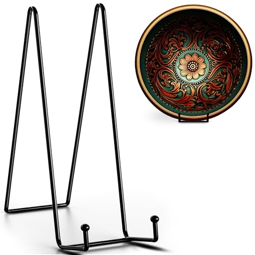 TR-LIFE 16 Inch Black Metal Plate Stand (3 Pack) - Heavy Duty Picture and Display Stand for Large Plates, Frames, Platters and Art - size: 16 Inch