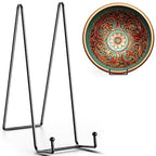 TR-LIFE 16 Inch Black Metal Plate Stand (3 Pack) - Heavy Duty Picture and Display Stand for Large Plates, Frames, Platters and Art - size: 16 Inch