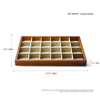 Oirlv 24 Grid Wood Jewelry Tray Microfiber Interior Jewelry Drawer Organizer Showcase Display Box Ring Earrings Holder - color: Creamy-white 24 grid tray
