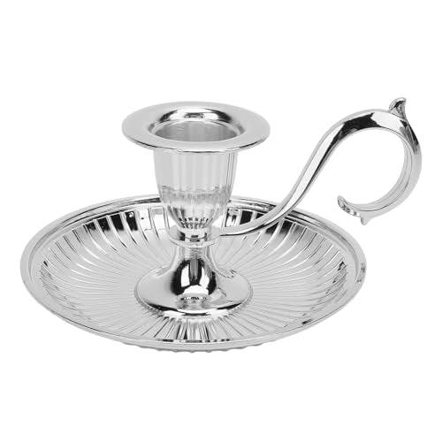 Vintage Candle Holder, Elegant zinc Alloy Taper Candle Stick Stand with Large Curved Handle for Dinner Table Decor and Wedding Parties Silver - color: Silver