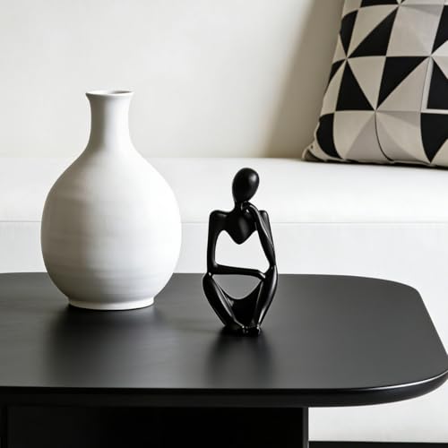 Sandstone Resin Thinker Style Abstract Sculpture Statue Collectible Figurines Home Office Bookshelf Desktop Decor (Small White, Focus)