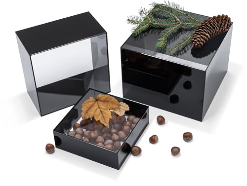 Red Co. Set of 3 Glossy Black / Clear Top Acrylic Cube Display Nesting Risers with Hollow Bottoms - color: Black / Clear, size: 6",7",8" - 1 pack