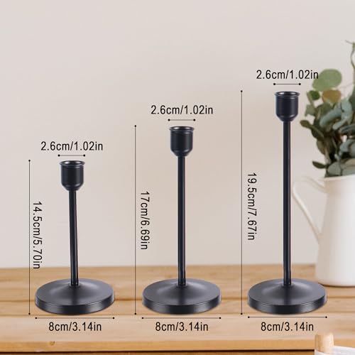 Flameless White Taper Candles Flickering, Flameless White Taper Candles Flickering with Black Metal Candle Holder 3pack Candlestick Holders, for Bathroom,… - size: 3pack taper's