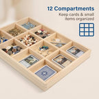 2 Pack Wooden Display Organizer Sorting Craft Tray Grid Display Divided Organizer for Bead Puzzle Card Crayons Sticker Trinket Organizing