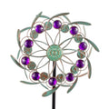 Viveta Outdoor Wind Spinners, 13" Metal Wind Sculpture with Stable Stake, Double-Sided Windmill,Wind Spinner for Yard and Garden - color: 2-green Purple