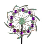 Viveta Outdoor Wind Spinners, 13" Metal Wind Sculpture with Stable Stake, Double-Sided Windmill,Wind Spinner for Yard and Garden - color: 2-green Purple