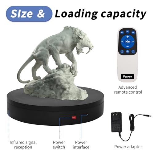 Remote-Controlled Motorized Turntable,Heavy Duty Motorized Rotating Display Stand,Speed-Adjustable Rotating Platform,Multi-Mode Photography Turntable for 3D Scan,Showcase(15.8in/Black) - size: 15.8inch/Black/500Lbs Load