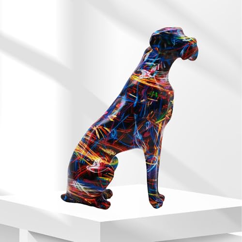 Dog Graffiti Ornament Statue, Collectible Graffiti Decorations for Living Room, Colorful Art Sculpture,for Office Desk Table Top Bedroom Book Shelf Abstract Statue (Colorful) - color: Colorful