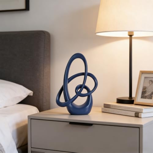 Blue Knot Decor Sculpture, 8.6" Modern Abstract Sculptures Home Decor, Resin Statue Tabletop Accent for Coffee Table, Console Table, Shelf, Mantel, Dining Table Centerpiece, Wedding - color: Blue, size: 8.6in