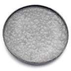 Funerom 9.8 inch Small Round Galvanized Metal Tray Decorative Tray Corrugated Edges - size: 9.8"