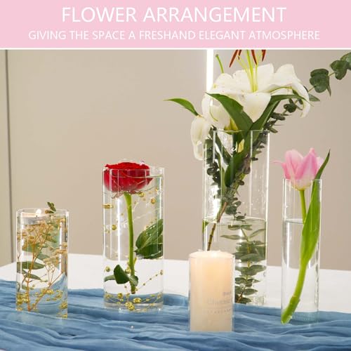15pcs Cylinder Vases for Centerpieces Small Flower Glass Vases Clear Vase Home Decor Centerpiece Table Flower Vase Decorations for Wedding Decoration＆Holiday Mixed Sizes Tall - size: 15Pack-4+6+7.5+8+10Inches