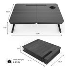 BUYIFY Foldable Laptop Bed Desk for Couch, Sofa - Large Lap Desk Tray Table with Cup Holder and Tablet Slot - Portable Notebook Stand for Eating, Writing, Studying and WFH -NEW-006 - color: Deep Black