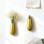 Sculptural Wall Ceramic Vase — 2 Pack Gold Hanging Sconce Vase | Turn Flowers into Art — Decorative Ceramic Wall Sconce for Single Stem Displays - size: 2pcs-Medium