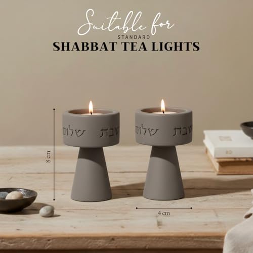 Solura Luxury Candle Holder Set – Modern Décor for Living Room & Dining Table - Gray - color: Gray (Solura), size: Short