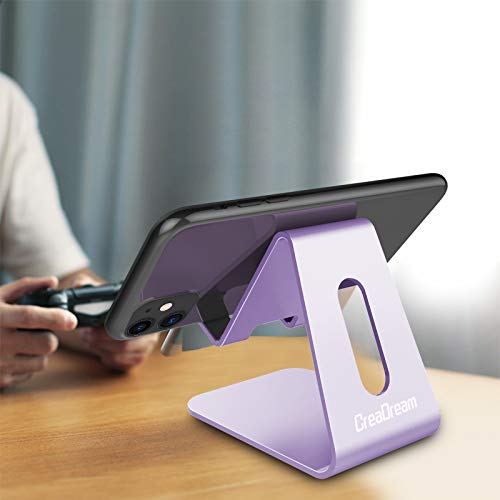 CreaDream Cell Phone Stand, Cradle, Holder,Aluminum Desktop Stand Compatible with Switch, All Smart Phone, iPhone 17 16 Pro Xs Max Xr X Se 8 7 6 6s Plus SE 5 5s-Purple - color: Purple