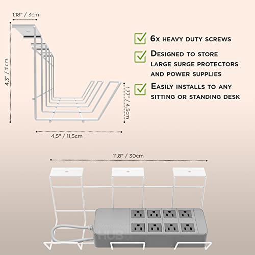 Compact Under Desk Cable Tray Organizer – Wire Management Set, White (2-Pack, 12") - color: White, size: 12in (2-Pack)