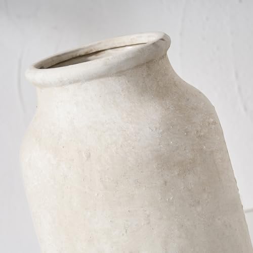SIDUCAL Rustic Farmhouse Flower Vase | 9.5 Inch Large Ceramic Vase | Pampas Grass | Modern Farmhouse for Home Decor, Table, Living Room Decoration, Shelf Decor, Mantel, White - color: 18049-white
