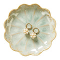 Lotus Ring Holder Dish Small Indoor Ash Tray, Ceramic Dessert Plate Trinket Jewelry Holder Organizing Necklace Earrings for Parents Friends Sister, Light Green. All Jewelries Are NOT Included. - color: Jade Green